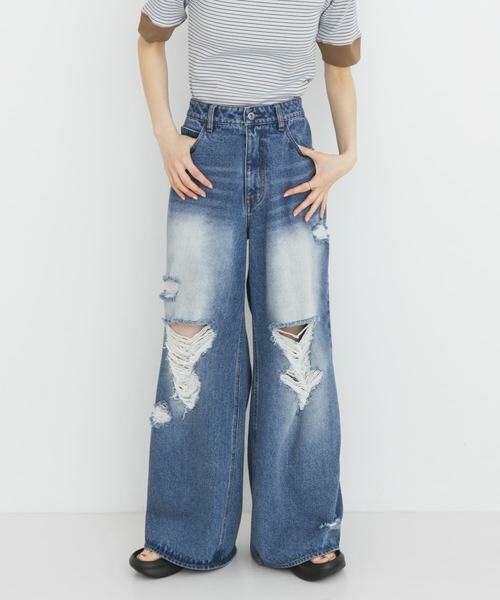 SENSE OF PLACE by URBAN RESEARCH / センスオブプレイス バイ アーバンリサーチ デニムパンツ | 『ユニセックス』ダメージデニムワイドパンツ | 詳細18