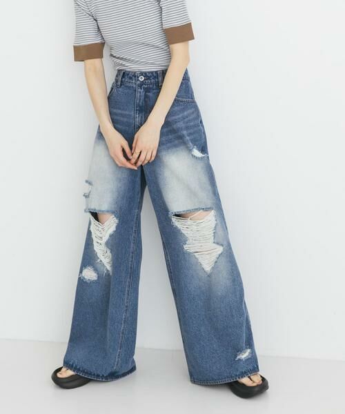 SENSE OF PLACE by URBAN RESEARCH / センスオブプレイス バイ アーバンリサーチ デニムパンツ | 『ユニセックス』ダメージデニムワイドパンツ | 詳細19