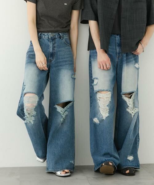 SENSE OF PLACE by URBAN RESEARCH / センスオブプレイス バイ アーバンリサーチ デニムパンツ | 『ユニセックス』ダメージデニムワイドパンツ | 詳細2