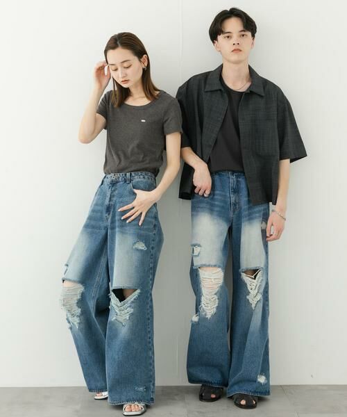 SENSE OF PLACE by URBAN RESEARCH / センスオブプレイス バイ アーバンリサーチ デニムパンツ | 『ユニセックス』ダメージデニムワイドパンツ | 詳細7