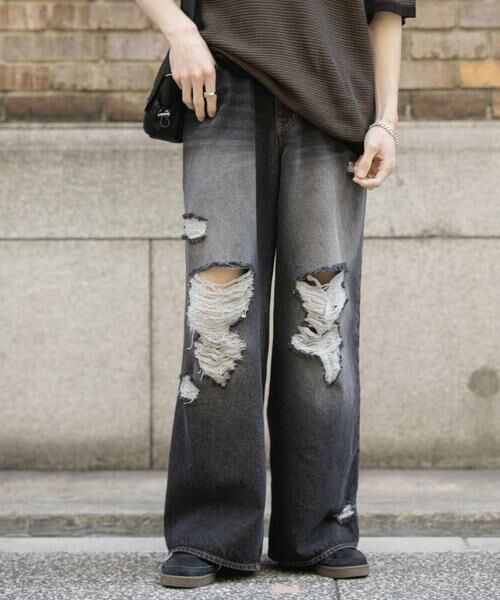 SENSE OF PLACE by URBAN RESEARCH / センスオブプレイス バイ アーバンリサーチ デニムパンツ | 『ユニセックス』ダメージデニムワイドパンツ | 詳細24