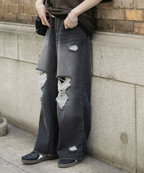 SENSE OF PLACE by URBAN RESEARCH / センスオブプレイス バイ アーバンリサーチ デニムパンツ | 『ユニセックス』ダメージデニムワイドパンツ | 詳細25