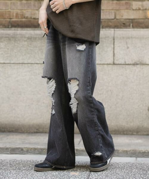 SENSE OF PLACE by URBAN RESEARCH / センスオブプレイス バイ アーバンリサーチ デニムパンツ | 『ユニセックス』ダメージデニムワイドパンツ | 詳細26