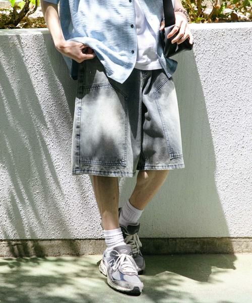 SENSE OF PLACE by URBAN RESEARCH / センスオブプレイス バイ アーバンリサーチ ショート・ハーフ・半端丈パンツ | ダブルニーワイドデニムショーツ | 詳細1