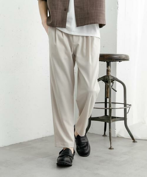 SENSE OF PLACE by URBAN RESEARCH / センスオブプレイス バイ アーバンリサーチ その他パンツ | ダブルタックテーパードパンツ(ライトベージュ)