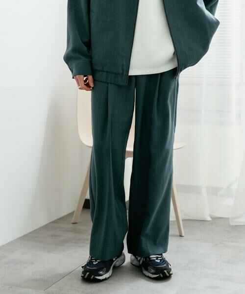 SENSE OF PLACE by URBAN RESEARCH / センスオブプレイス バイ アーバンリサーチ その他パンツ | 『UR TECH DRYLUXE』 リネンライクワイドパンツ(グリーン)