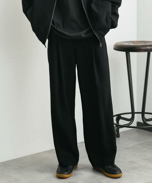 SENSE OF PLACE by URBAN RESEARCH / センスオブプレイス バイ アーバンリサーチ その他パンツ | 『UR TECH DRYLUXE』 リネンライクワイドパンツ(ブラック)