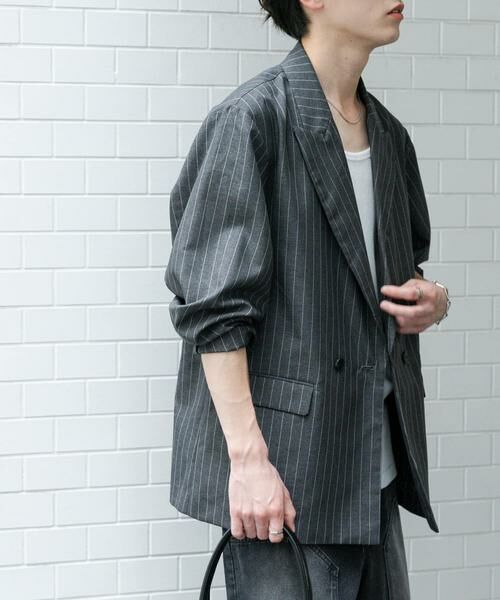 SENSE OF PLACE by URBAN RESEARCH / センスオブプレイス バイ アーバンリサーチ その他アウター | 『セットアップ対応』『イージーケア/速乾』リネンライクピンストライプルーズジャケット | 詳細1