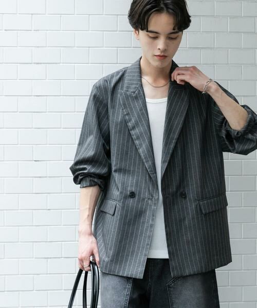 SENSE OF PLACE by URBAN RESEARCH / センスオブプレイス バイ アーバンリサーチ その他アウター | 『セットアップ対応』『イージーケア/速乾』リネンライクピンストライプルーズジャケット | 詳細2