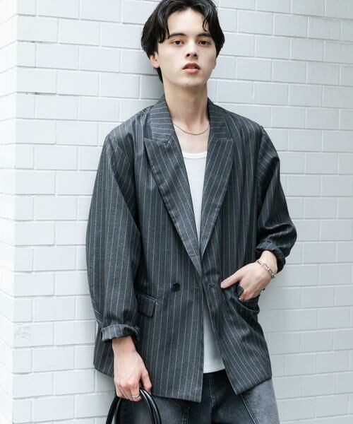 SENSE OF PLACE by URBAN RESEARCH / センスオブプレイス バイ アーバンリサーチ その他アウター | 『セットアップ対応』『イージーケア/速乾』リネンライクピンストライプルーズジャケット | 詳細3