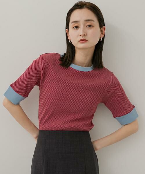 SENSE OF PLACE by URBAN RESEARCH / センスオブプレイス バイ アーバンリサーチ Tシャツ | 『一部WEB限定カラー』クルーネックリンガーボーダーTシャツ(5分袖) | 詳細1