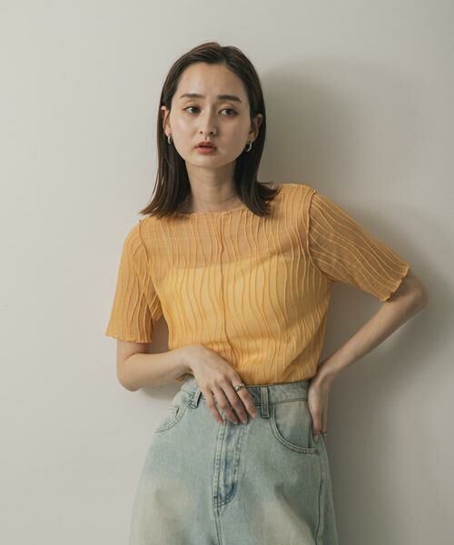 SENSE OF PLACE by URBAN RESEARCH / センスオブプレイス バイ アーバンリサーチ Tシャツ | 『一部WEB限定カラー』ウェーブジャガードトップ(半袖) | 詳細1