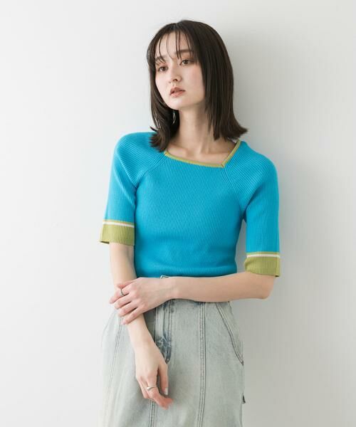 SENSE OF PLACE by URBAN RESEARCH / センスオブプレイス バイ アーバンリサーチ ニット・セーター | スクエアネックバイカラーコンパクトセーター | 詳細5