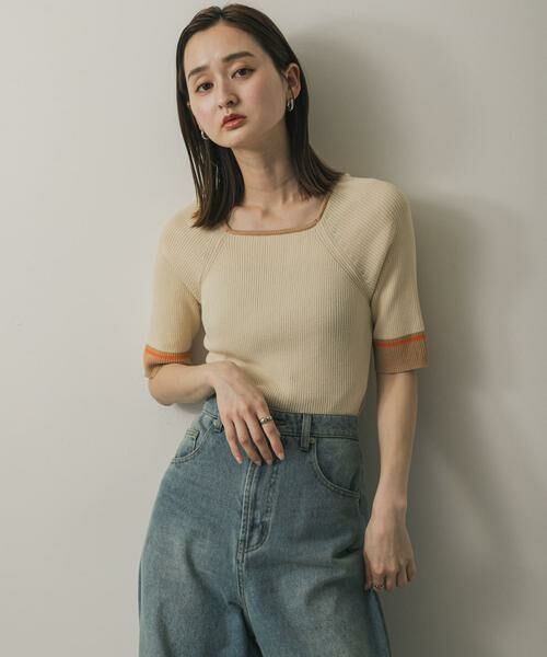 SENSE OF PLACE by URBAN RESEARCH / センスオブプレイス バイ アーバンリサーチ ニット・セーター | スクエアネックバイカラーコンパクトセーター | 詳細14