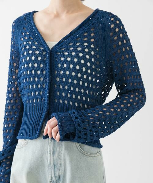 SENSE OF PLACE by URBAN RESEARCH / センスオブプレイス バイ アーバンリサーチ カーディガン・ボレロ | スパンコールメッシュカーディガン | 詳細11