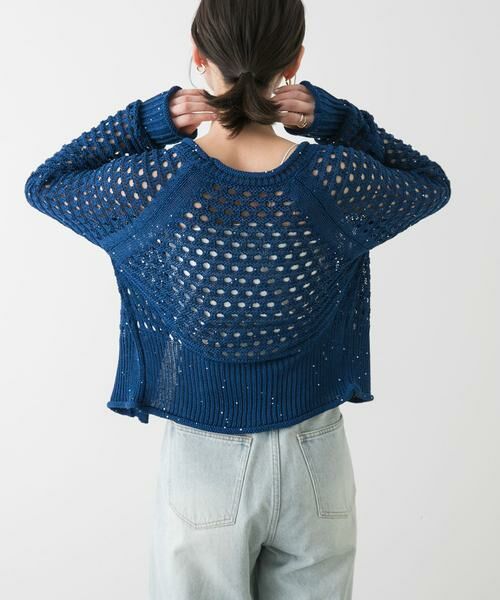 SENSE OF PLACE by URBAN RESEARCH / センスオブプレイス バイ アーバンリサーチ カーディガン・ボレロ | スパンコールメッシュカーディガン | 詳細5