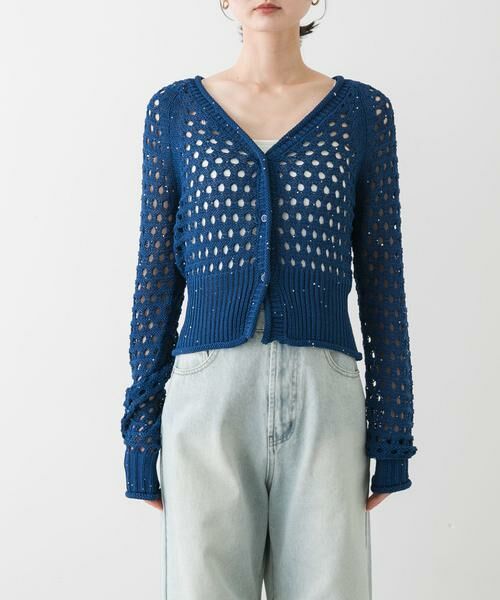 SENSE OF PLACE by URBAN RESEARCH / センスオブプレイス バイ アーバンリサーチ カーディガン・ボレロ | スパンコールメッシュカーディガン | 詳細8