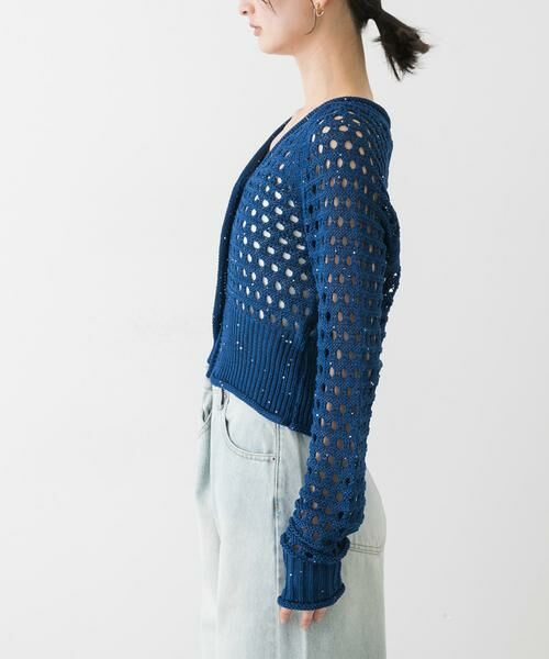 SENSE OF PLACE by URBAN RESEARCH / センスオブプレイス バイ アーバンリサーチ カーディガン・ボレロ | スパンコールメッシュカーディガン | 詳細9