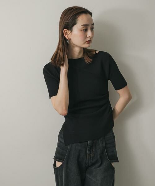 SENSE OF PLACE by URBAN RESEARCH / センスオブプレイス バイ アーバンリサーチ ニット・セーター | アシメネックセーター(半袖) | 詳細9