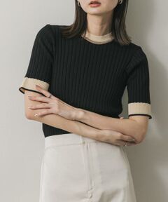 SENSE OF PLACE by URBAN RESEARCH / センスオブプレイス バイ アーバンリサーチ ニット・セーター | 『WEB限定』バイカラーコンパクトセーター(5分袖)