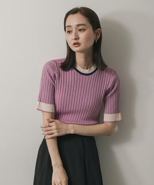 SENSE OF PLACE by URBAN RESEARCH / センスオブプレイス バイ アーバンリサーチ ニット・セーター | 『WEB限定』バイカラーコンパクトセーター(5分袖) | 詳細1