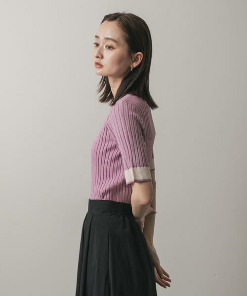 SENSE OF PLACE by URBAN RESEARCH / センスオブプレイス バイ アーバンリサーチ ニット・セーター | 『WEB限定』バイカラーコンパクトセーター(5分袖) | 詳細2