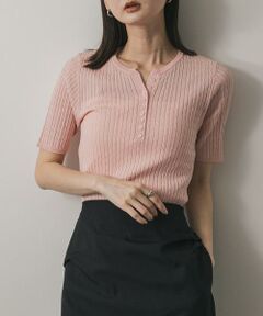 SENSE OF PLACE by URBAN RESEARCH / センスオブプレイス バイ アーバンリサーチ ニット・セーター | ヘンリーネックミニケーブルセーター(半袖)