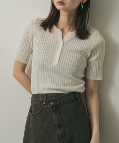 SENSE OF PLACE by URBAN RESEARCH / センスオブプレイス バイ アーバンリサーチ ニット・セーター | ヘンリーネックミニケーブルセーター(半袖)