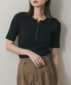 SENSE OF PLACE by URBAN RESEARCH / センスオブプレイス バイ アーバンリサーチ ニット・セーター | ヘンリーネックミニケーブルセーター(半袖)