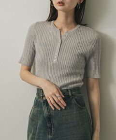 SENSE OF PLACE by URBAN RESEARCH / センスオブプレイス バイ アーバンリサーチ ニット・セーター | ヘンリーネックミニケーブルセーター(半袖)