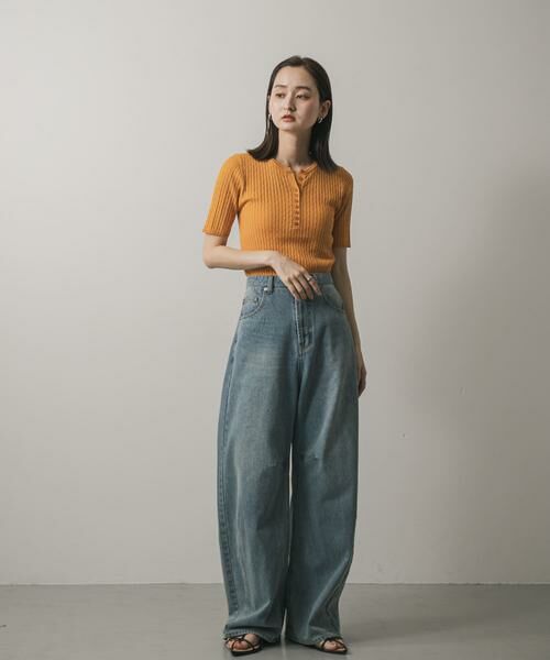 SENSE OF PLACE by URBAN RESEARCH / センスオブプレイス バイ アーバンリサーチ ニット・セーター | ヘンリーネックミニケーブルセーター(半袖) | 詳細3