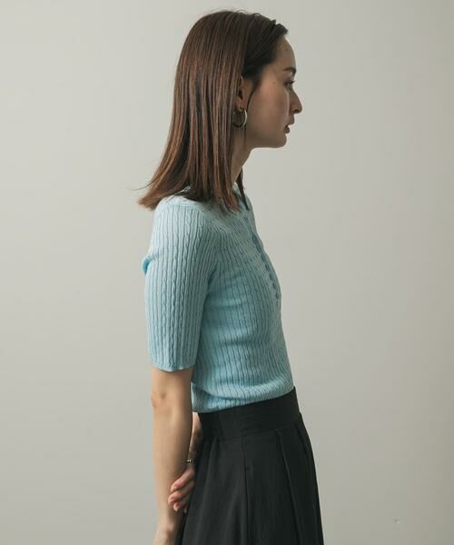 SENSE OF PLACE by URBAN RESEARCH / センスオブプレイス バイ アーバンリサーチ ニット・セーター | ヘンリーネックミニケーブルセーター(半袖) | 詳細8