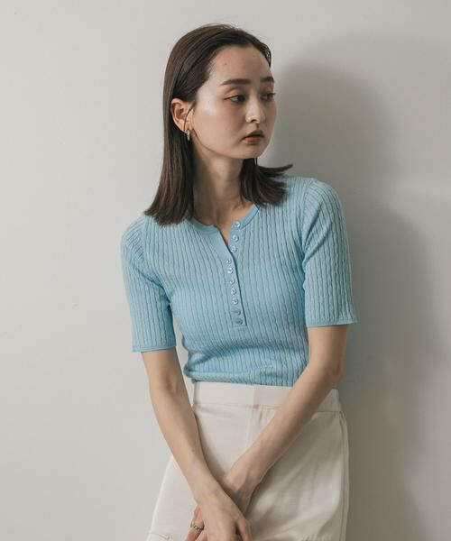 SENSE OF PLACE by URBAN RESEARCH / センスオブプレイス バイ アーバンリサーチ ニット・セーター | ヘンリーネックミニケーブルセーター(半袖) | 詳細11