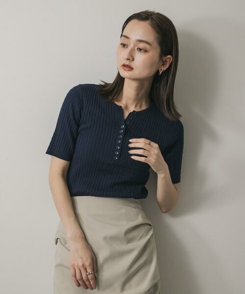 SENSE OF PLACE by URBAN RESEARCH / センスオブプレイス バイ アーバンリサーチ ニット・セーター | ヘンリーネックミニケーブルセーター(半袖) | 詳細16