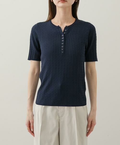 SENSE OF PLACE by URBAN RESEARCH / センスオブプレイス バイ アーバンリサーチ ニット・セーター | ヘンリーネックミニケーブルセーター(半袖) | 詳細21