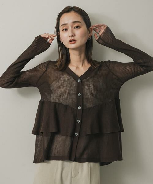 SENSE OF PLACE by URBAN RESEARCH / センスオブプレイス バイ アーバンリサーチ カーディガン・ボレロ | シアーペプラムカーディガン | 詳細1