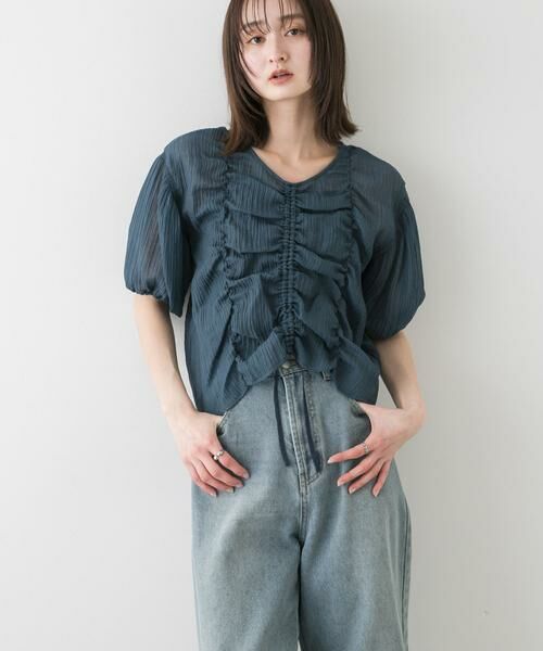 SENSE OF PLACE by URBAN RESEARCH / センスオブプレイス バイ アーバンリサーチ シャツ・ブラウス | シャーリングブラウス(5分袖) | 詳細1