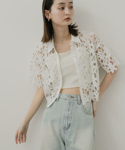 SENSE OF PLACE by URBAN RESEARCH / センスオブプレイス バイ アーバンリサーチ シャツ・ブラウス | レースクロップドシャツ(半袖) | 詳細2