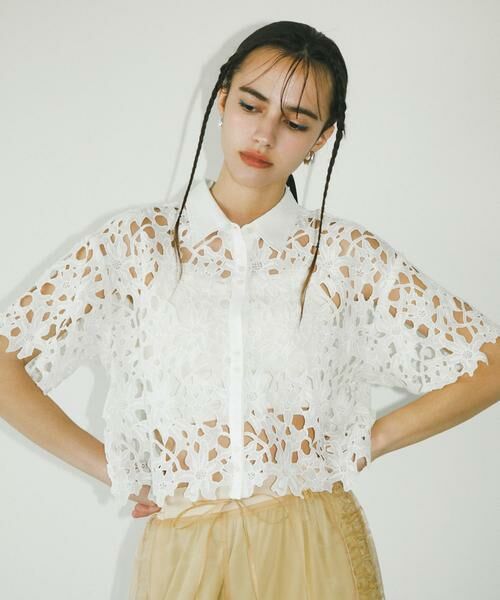 SENSE OF PLACE by URBAN RESEARCH / センスオブプレイス バイ アーバンリサーチ シャツ・ブラウス | レースクロップドシャツ(半袖) | 詳細8
