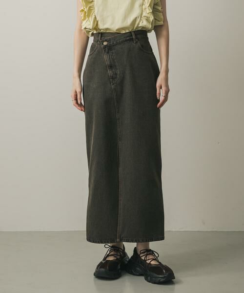 SENSE OF PLACE by URBAN RESEARCH/センスオブプレイス バイ アーバンリサーチ アシメベルトデニムスカート ブラウン S