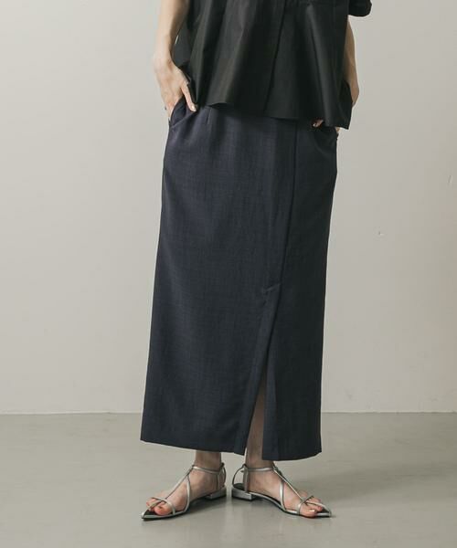 SENSE OF PLACE by URBAN RESEARCH/センスオブプレイス バイ アーバンリサーチ 『UR TECH DRYLUXE』リネンライクスリットタイトスカート ネイビー S
