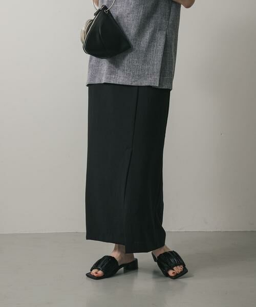 SENSE OF PLACE by URBAN RESEARCH/センスオブプレイス バイ アーバンリサーチ 『UR TECH DRYLUXE』リネンライクスリットタイトスカート ブラック XS