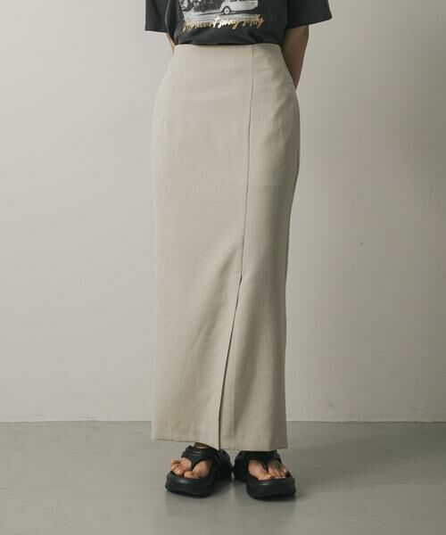 SENSE OF PLACE by URBAN RESEARCH/センスオブプレイス バイ アーバンリサーチ 『UR TECH DRYLUXE』リネンライクスリットタイトスカート ライトベージュ L SENSE OF PLACE by URBAN RESEARCH/センスオブプレイス バイ アーバンリサーチ 『UR TECH DRYLUXE』リネンライクスリットタイトスカート ライトベージュ L