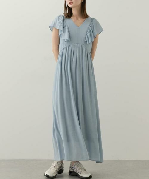 SENSE OF PLACE by URBAN RESEARCH/センスオブプレイス バイ アーバンリサーチ Vネックウエストマークフリルワンピース ライトブルー COMPACT SENSE OF PLACE by URBAN RESEARCH/センスオブプレイス バイ アーバンリサーチ Vネックウエストマークフリルワンピース ライトブルー COMPACT