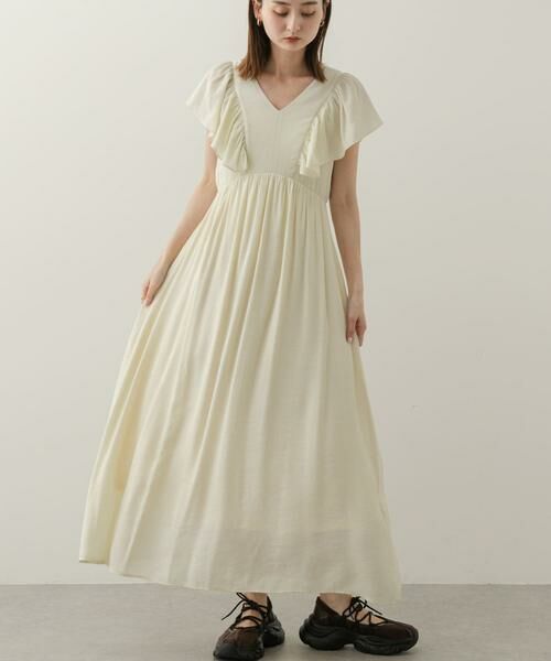 SENSE OF PLACE by URBAN RESEARCH/センスオブプレイス バイ アーバンリサーチ Vネックウエストマークフリルワンピース アイボリー COMPACT SENSE OF PLACE by URBAN RESEARCH/センスオブプレイス バイ アーバンリサーチ Vネックウエストマークフリルワンピース アイボリー COMPACT