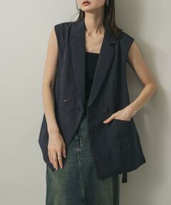 SENSE OF PLACE by URBAN RESEARCH / センスオブプレイス バイ アーバンリサーチ ベスト | 『UR TECH DRYLUXE』リネンライクサイドベルトジレ