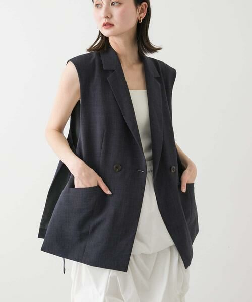 SENSE OF PLACE by URBAN RESEARCH / センスオブプレイス バイ アーバンリサーチ ベスト | 『UR TECH DRYLUXE』リネンライクサイドベルトジレ | 詳細4