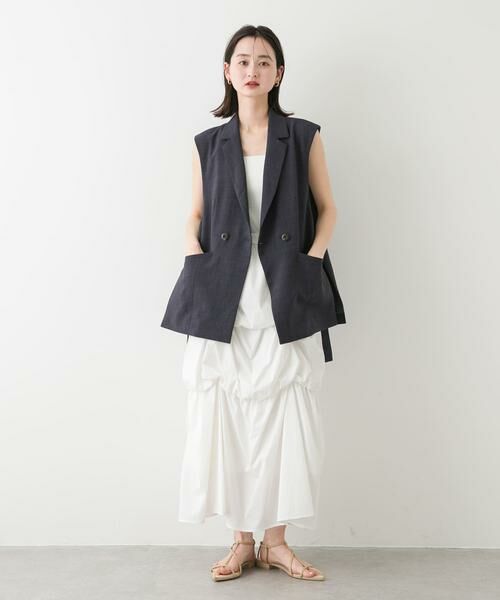 SENSE OF PLACE by URBAN RESEARCH / センスオブプレイス バイ アーバンリサーチ ベスト | 『UR TECH DRYLUXE』リネンライクサイドベルトジレ | 詳細7