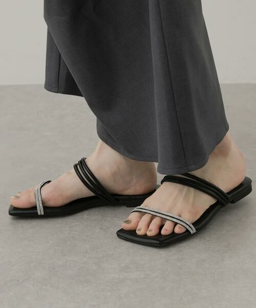 SENSE OF PLACE by URBAN RESEARCH/センスオブプレイス バイ アーバンリサーチ ラインストーンナローコードサンダル ブラック S