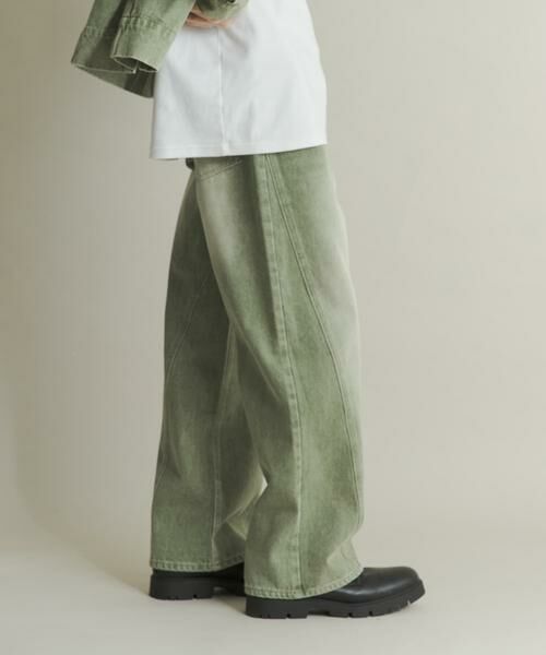 SENSE OF PLACE by URBAN RESEARCH / センスオブプレイス バイ アーバンリサーチ デニムパンツ | ツイストデニムワイドパンツ（グリーン）